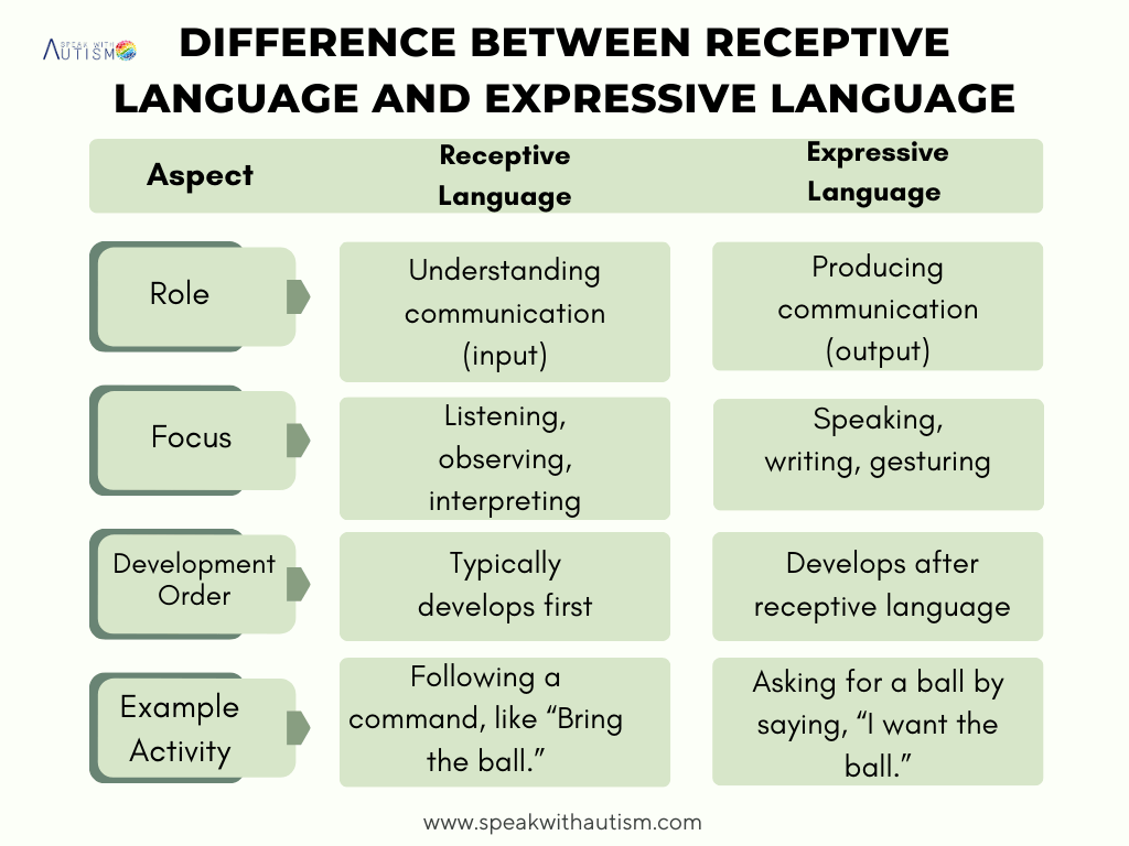 difference between receptive language and expressive language