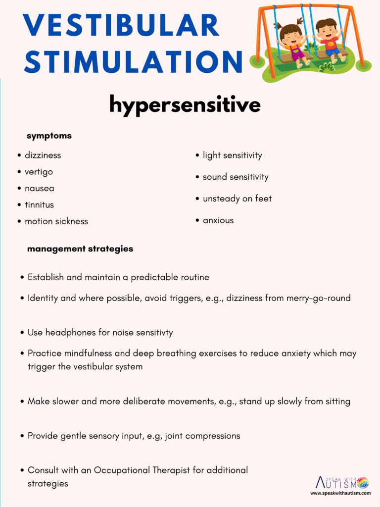 vestibular stimulation in hypersensitive behavior child