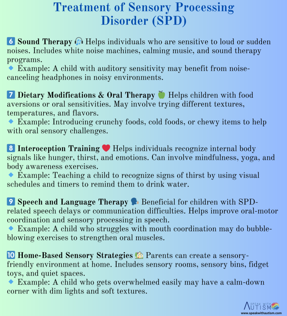 Treatment of sensory processing disorder