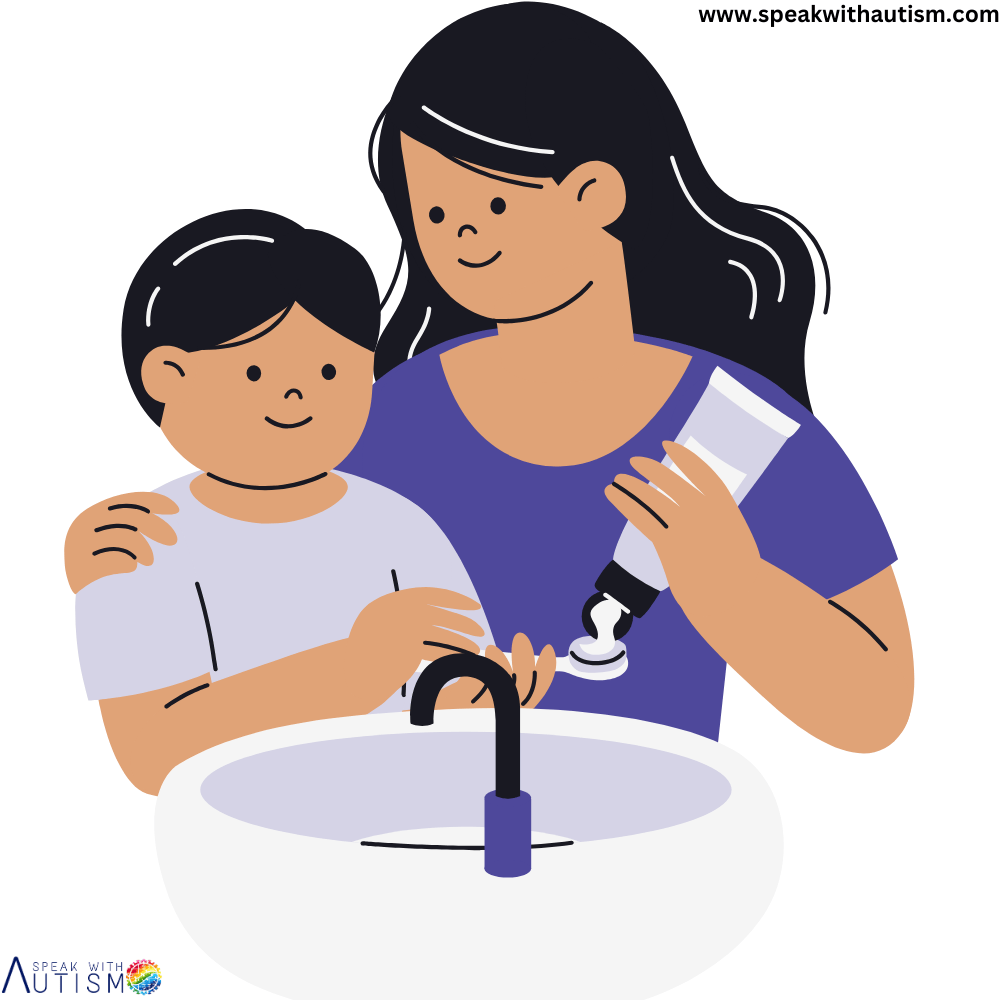practice toothbrushing in routine